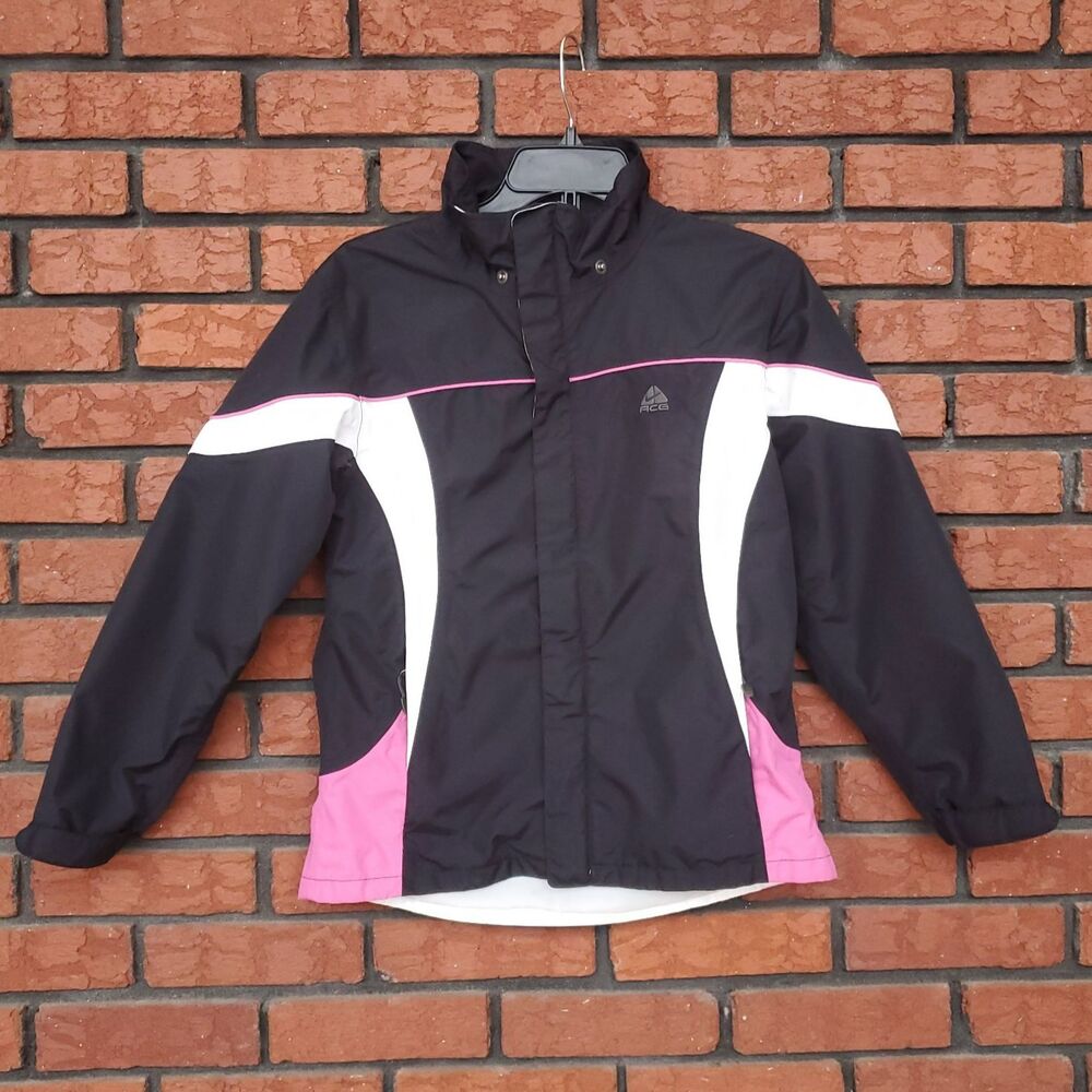 Nylon Jacket Girls L Full Zip Lightweight Nike ACG Outer Layer **NO HOOD Black